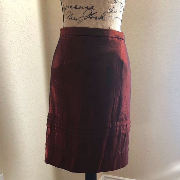 🍁 Simply Vera Sz10 Rust colored Taffeta A line Skirt - Picture 1 of 5